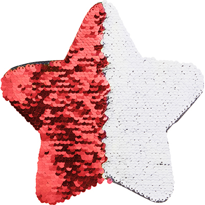 Flip Sequins Adhesive (Star, Red W/ White) (19*19cm)