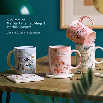 11oz Sublimation Blanks Marble Texture Mug 